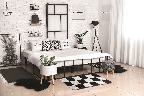 Covor living Tablă de șah în alb și negru