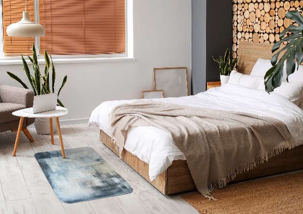 Covor living Trasături abstracte neclare de culoare albastru-gri