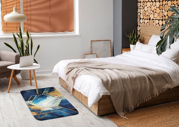 Covor Model geometric cu accente albastre și aurii