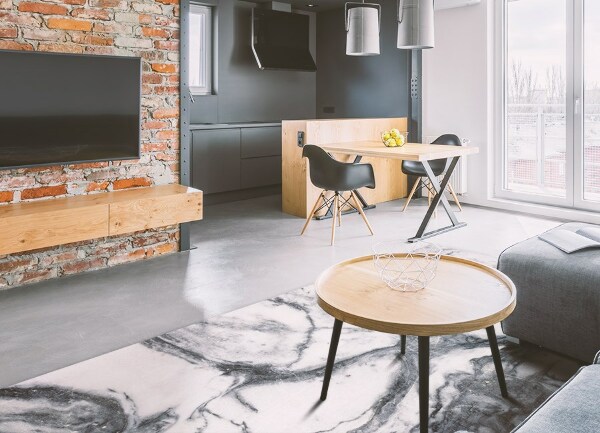 Covor interior din vinil Marmura alb-negru
