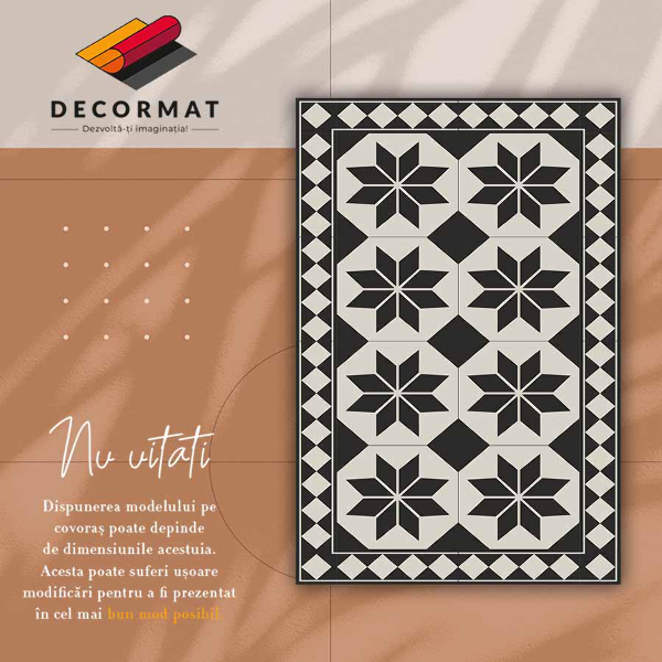 Covor de vinil acasă Stele alb-negru