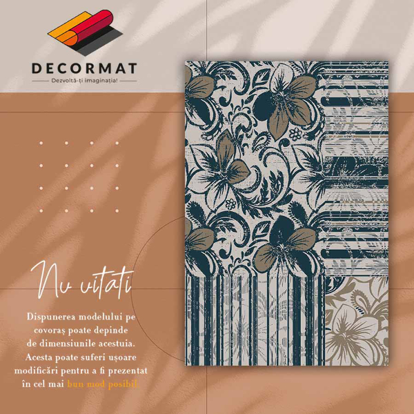 Covor de vinil acasă Flori și linii