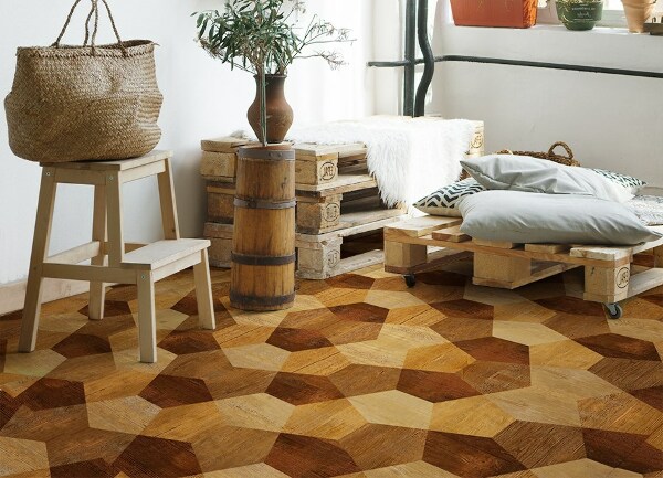 Covor de vinil acasă Parchet geometrie