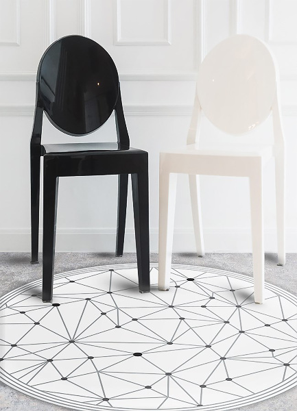 Covor de vinil rotund grid geometric