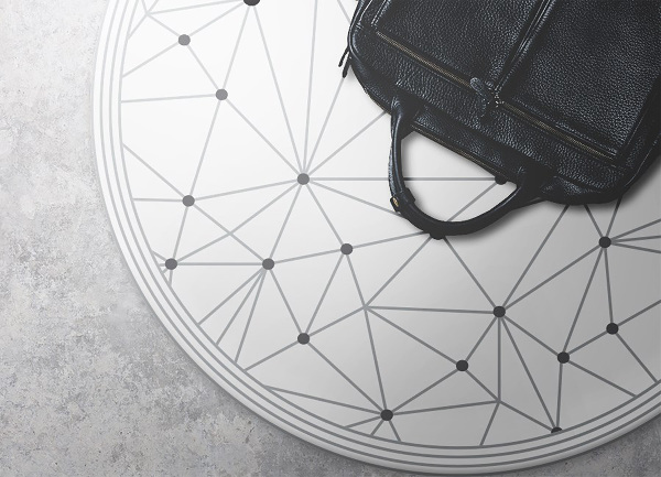 Covor de vinil rotund grid geometric