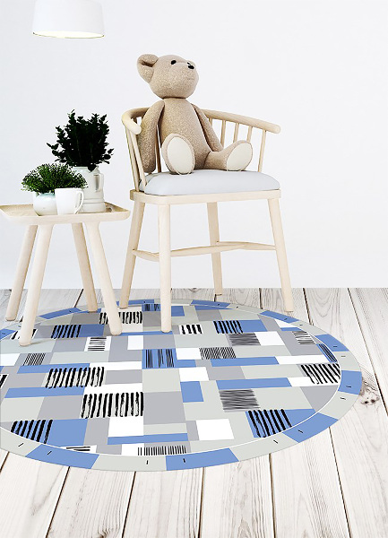 Covor interior din vinil rotund dreptunghiuri geometryszne
