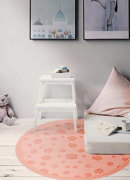 Covor interior din vinil rotund urme de labe
