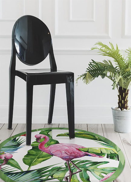 Covor de vinil rotund acasă flamingo