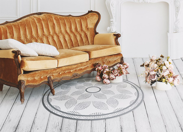 Covor interior din vinil rotund flori dot