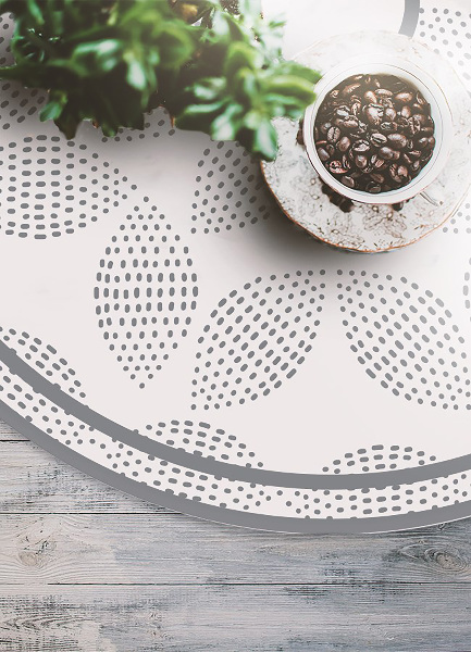 Covor interior din vinil rotund flori dot