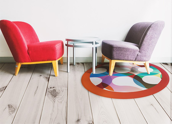 Covor interior din vinil rotund forme abstracte