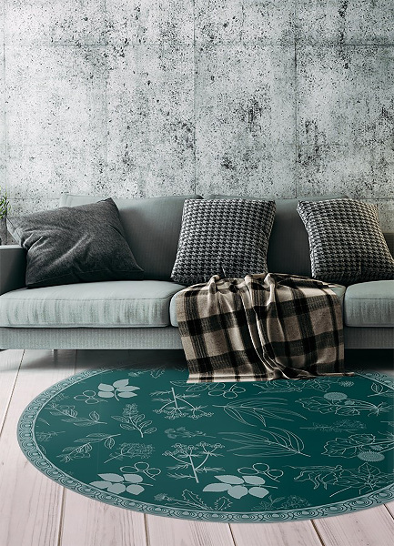 Covor de vinil rotund flori botanice