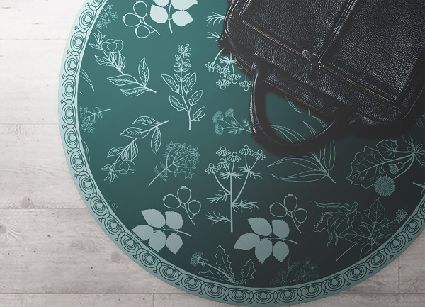 Covor de vinil rotund flori botanice