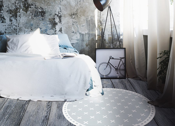 Covor interior din vinil rotund cruci geometrice