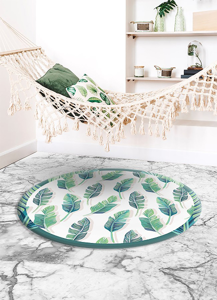 Covor de vinil rotund frunze tropicale