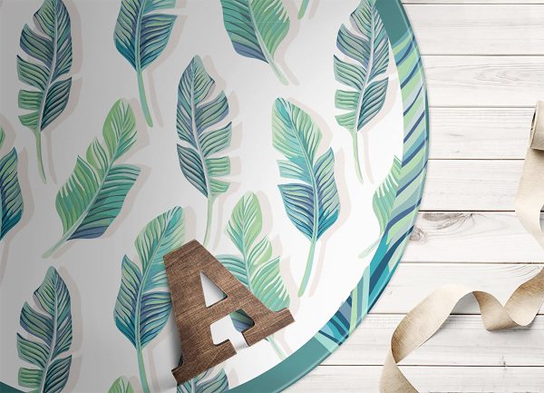 Covor de vinil rotund frunze tropicale