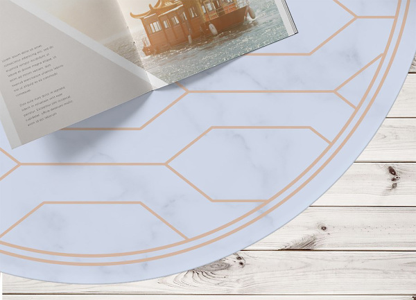 Covor de vinil rotund decorat cu marmura