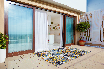 Covor de exterior pentru terasă mozaic abstract