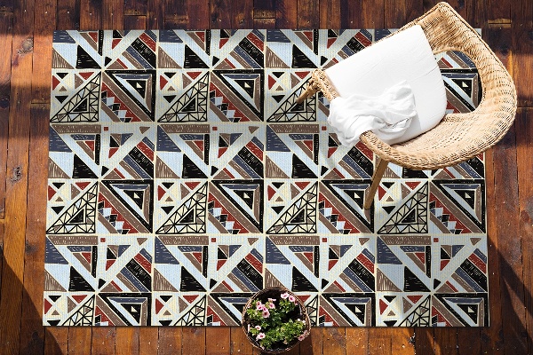 Covor de exterior pentru terasă mozaic geometric
