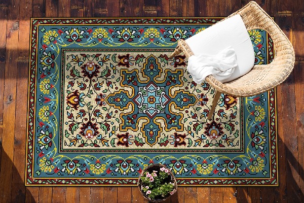 Covor de terasă modele geometrice colorate