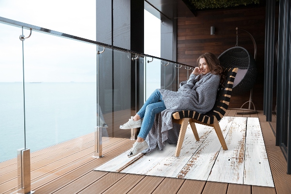 Covor de exterior rustic din lemn