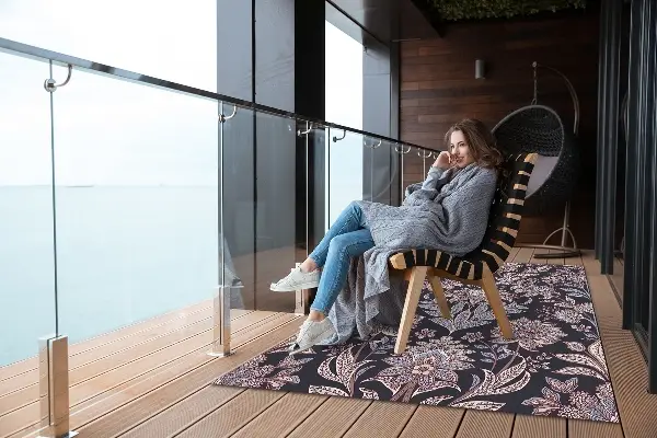 Covor de exterior pentru terasă imprimare Paisley