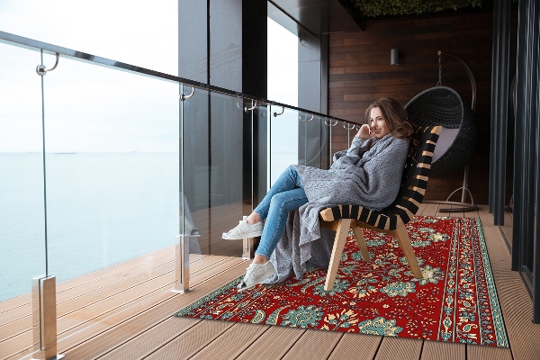 Covor de exterior pentru terasă flori Paisley