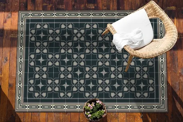 Covor de exterior pentru terasă stea geometrică