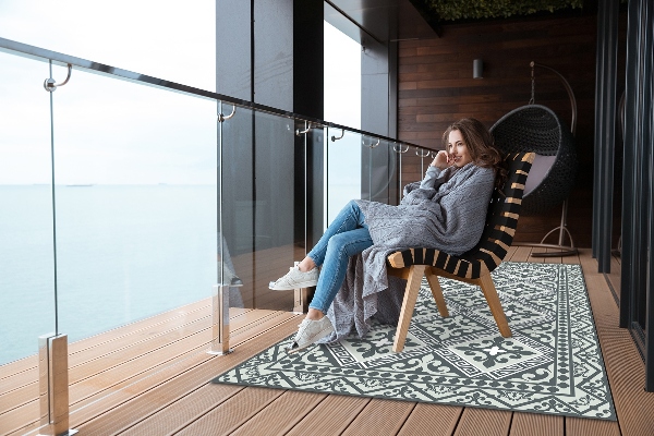 Covor de exterior flori model geometric