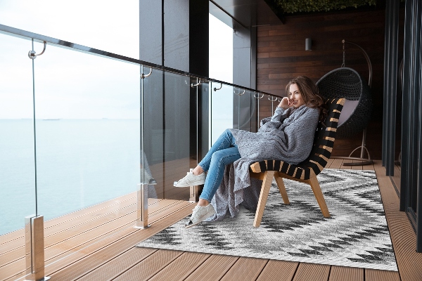 Covor de terasă model geometric Gray