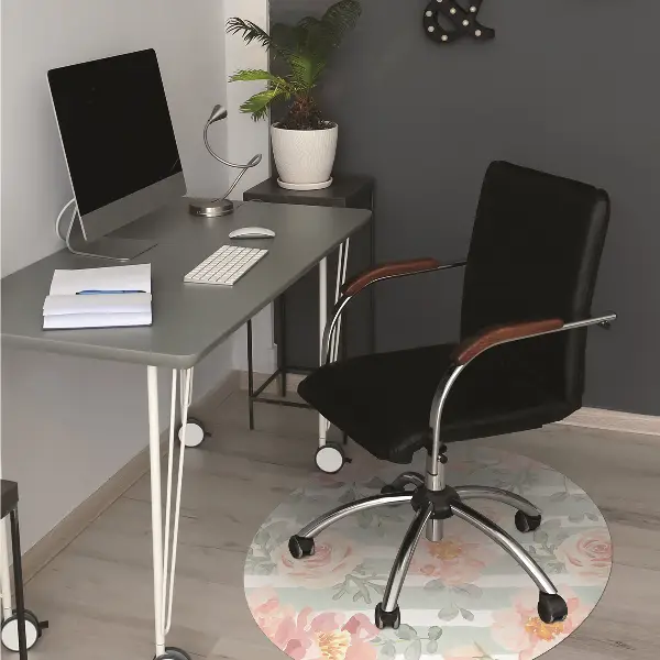 Covoras pentru protectie pardosea flori roz