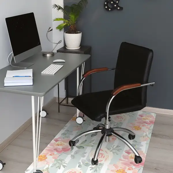 Covoras pentru protectie pardosea flori roz