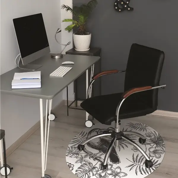 Covoras pentru protectie pardosea Tropical alb-negru