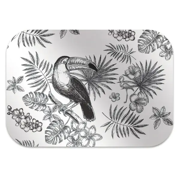 Covoras pentru protectie pardosea Tropical alb-negru