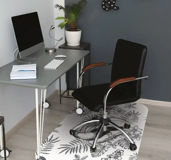 Covoras pentru protectie pardosea Tropical alb-negru
