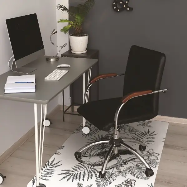 Covoras pentru protectie pardosea Tropical alb-negru