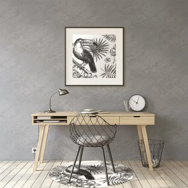 Covoras pentru protectie pardosea Tropical alb-negru