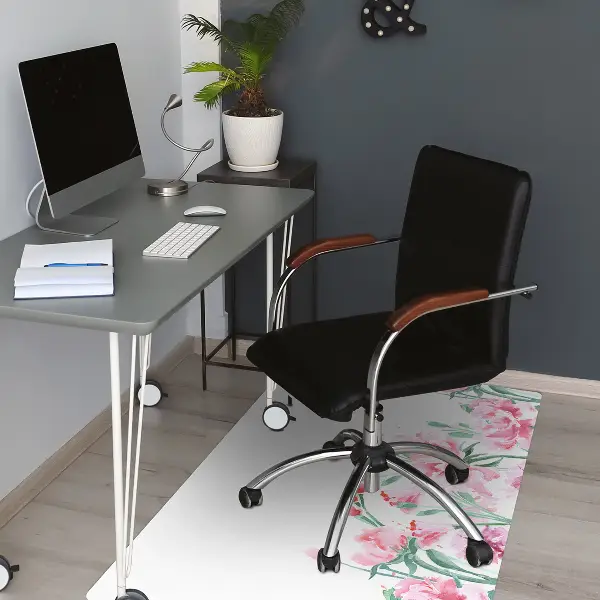 Covoras pentru protectie pardosea flori roz