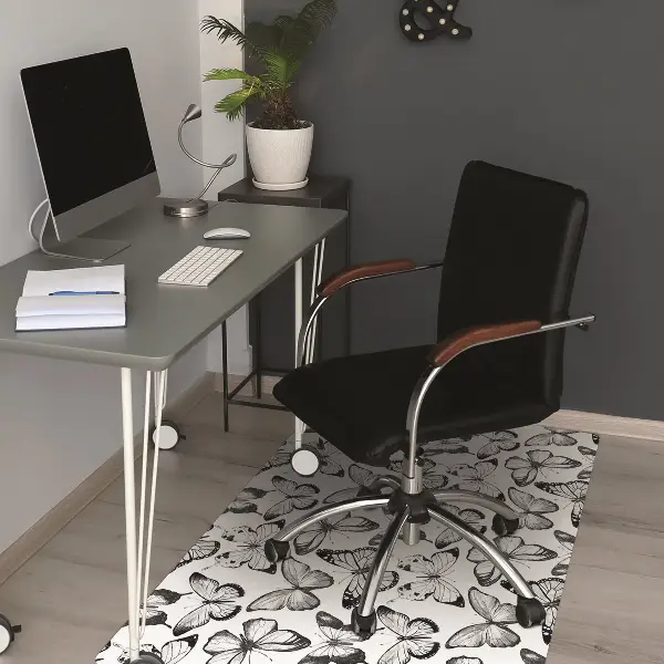 Covoras pentru protectie pardosea fluture alb-negru