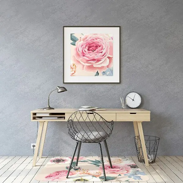 protectie podea birou flori pastel