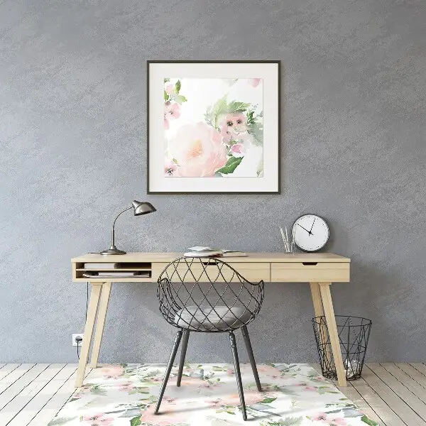 Covoras pentru protectie pardosea flori pastel