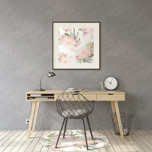 Covoras pentru protectie pardosea flori pastel