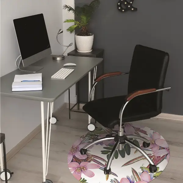 Covoras pentru protectie pardosea flori roz