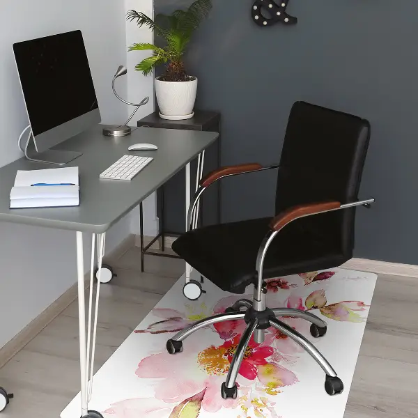 Covoras pentru protectie pardosea flori pastel
