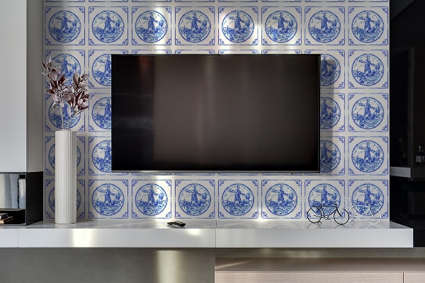 Panou perete Moara de vânt în stil Azulejos