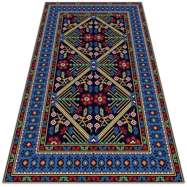 Covor de exterior pentru terasă flori retro geometrice